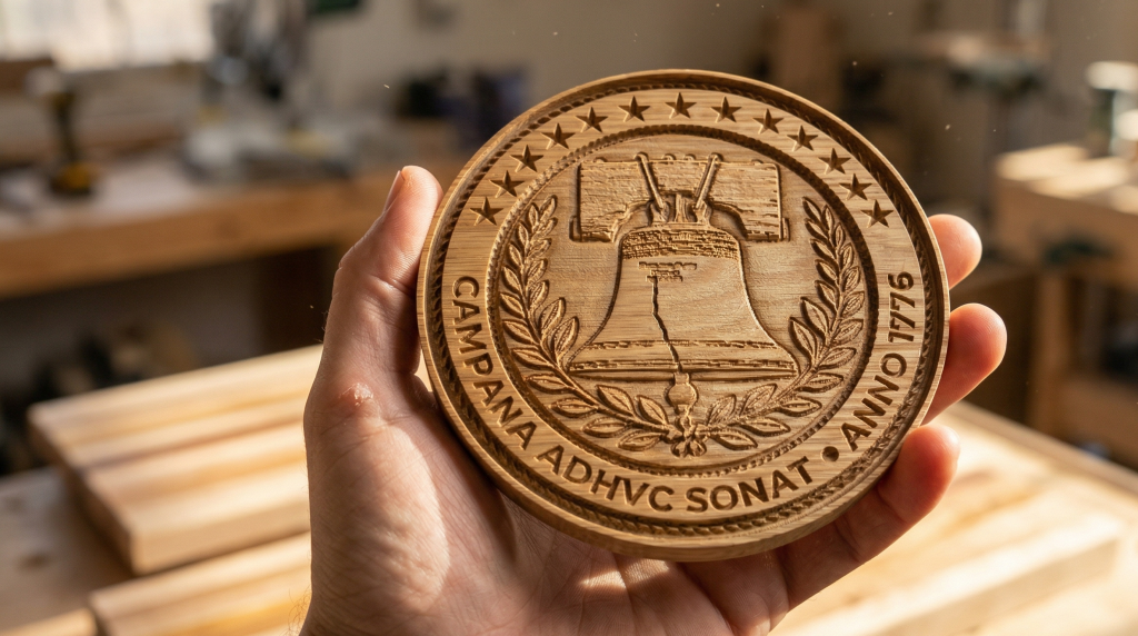 The Campana Adhvc Sonat -- Anno 1776 emblem made with AI designing software.