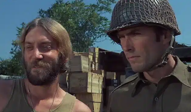 Donald Sutherland and Clint Eastwood in Kelly's Heroes. Ebes et al. of Edward Sharpe and the Magnetic Zeros are a hodgepodge group of Sutherland's band of hippies.
