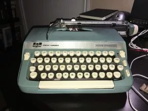 The 1960s Smith-Corona Super Sterling typewriter. My "new" writing tool of old.