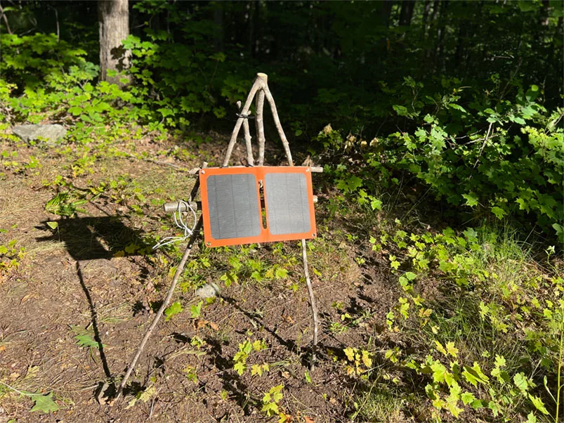 Mastering off-grid living: A solar panel on a stand the UP from the summer of 2022.