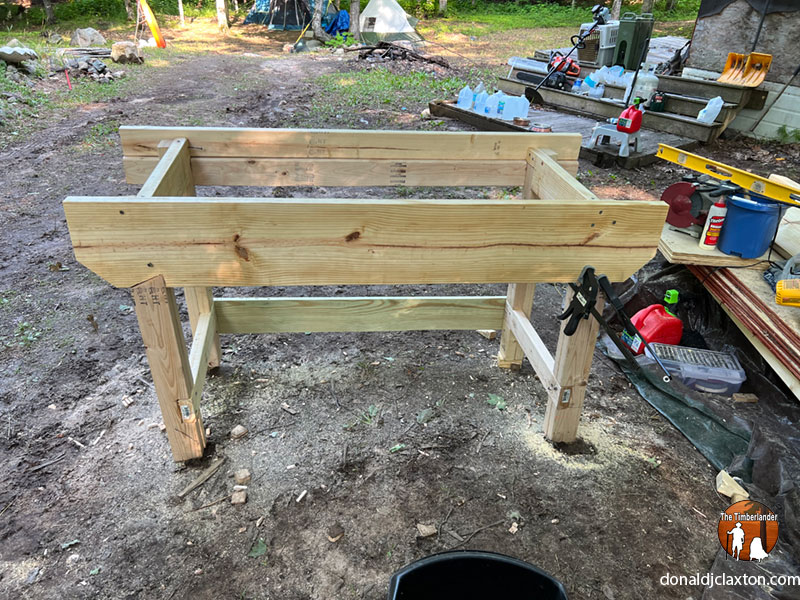 The Rex Krueger Minimum Timber Bench mid-way built.